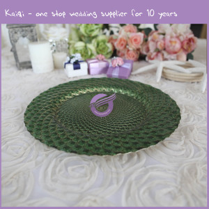 17765 green glass charger plate w