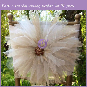 champagne tulle chair band flower 