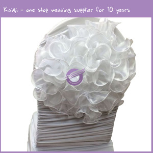 white tulle chair band flower