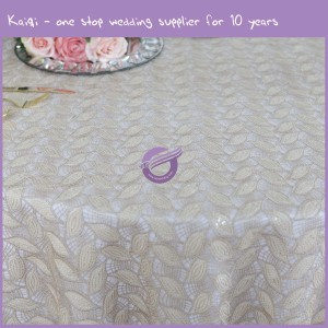ivory leaf sequins embroidery table cloth
