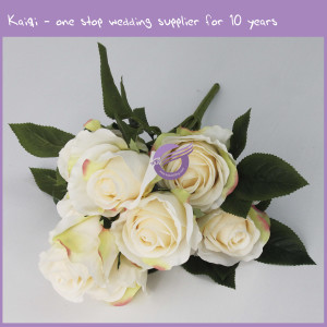 ivory wholesale wedding artificial flower 9-head rose 