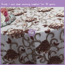 Garnet Flower Sequins Embroidery Table Cloth MX0014E