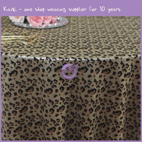 Leopard Sequins Embroidery Table Cloth MX0017E