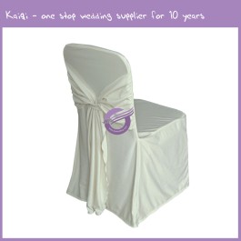Ivory Attached Ties Spandex Chair Cover 444