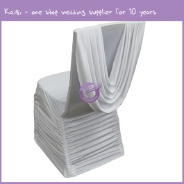 White Attached Ties Spandex Chair Cover 987