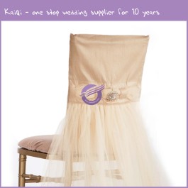 Champagne Tulle Roughed Chair Back Cover D243