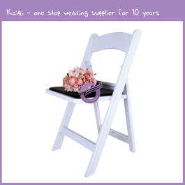 White Resin Folding Chair With Black Pad 17919