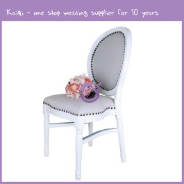 White Traditional Button Wooden Louis Style Arm Chair ZY00010