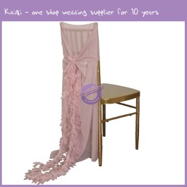 Blush Pink Bridal Chair Cover Wedding Ruffle Chair Decoration with Leaf Tails 19869