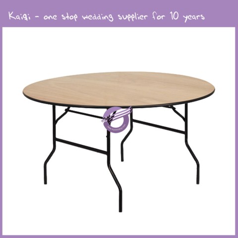 Wooden 6ft (72inch) Round Folding Banquet Table Vinyl Edge Kaiqi ZY00080