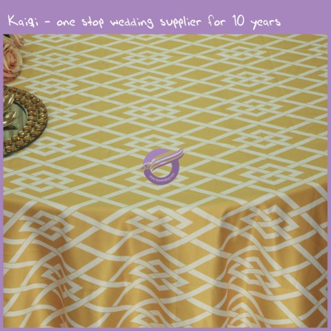 Diamond knot printed lamour satin tablecloth MY0021G